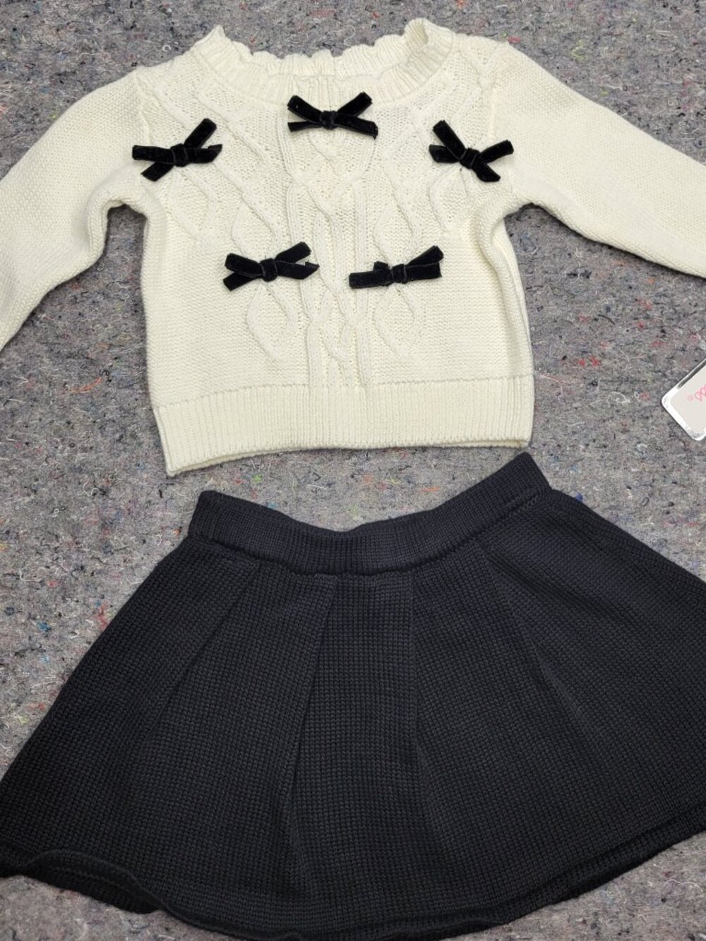 Infant girls skirt set, Little Lass, size 0-3 months, white and black